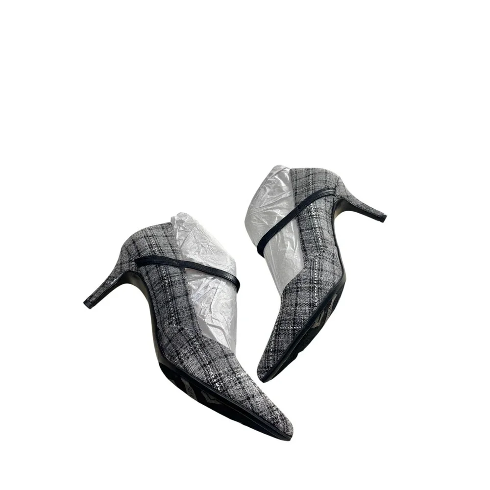 LifeStride Sandrine Black Plaid Mary Jane Pointed Toe Heels Women Sz 11 NWB Chic